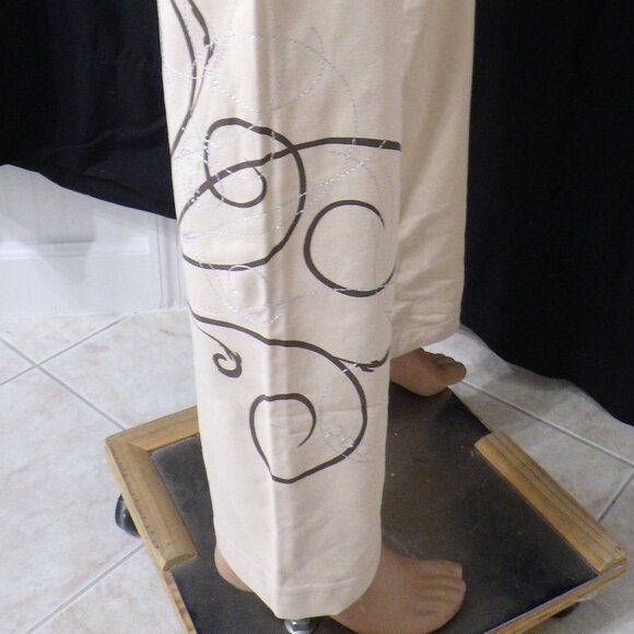 NWT BCBG sz SM LG XL 95% cotton BEIGE & BROWN STUDDED 2 PIECE TRACKSUIT - Picture 5 of 14